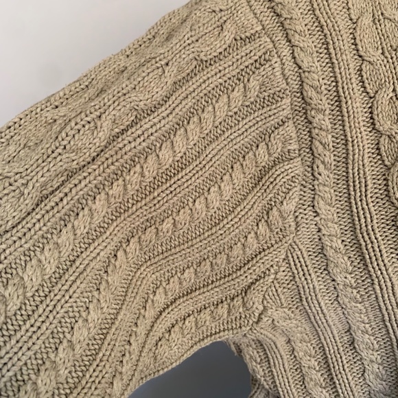 v i n t a g e :: Tan Turtleneck Granny Cable Knit Sweater - Picture 6 of 11